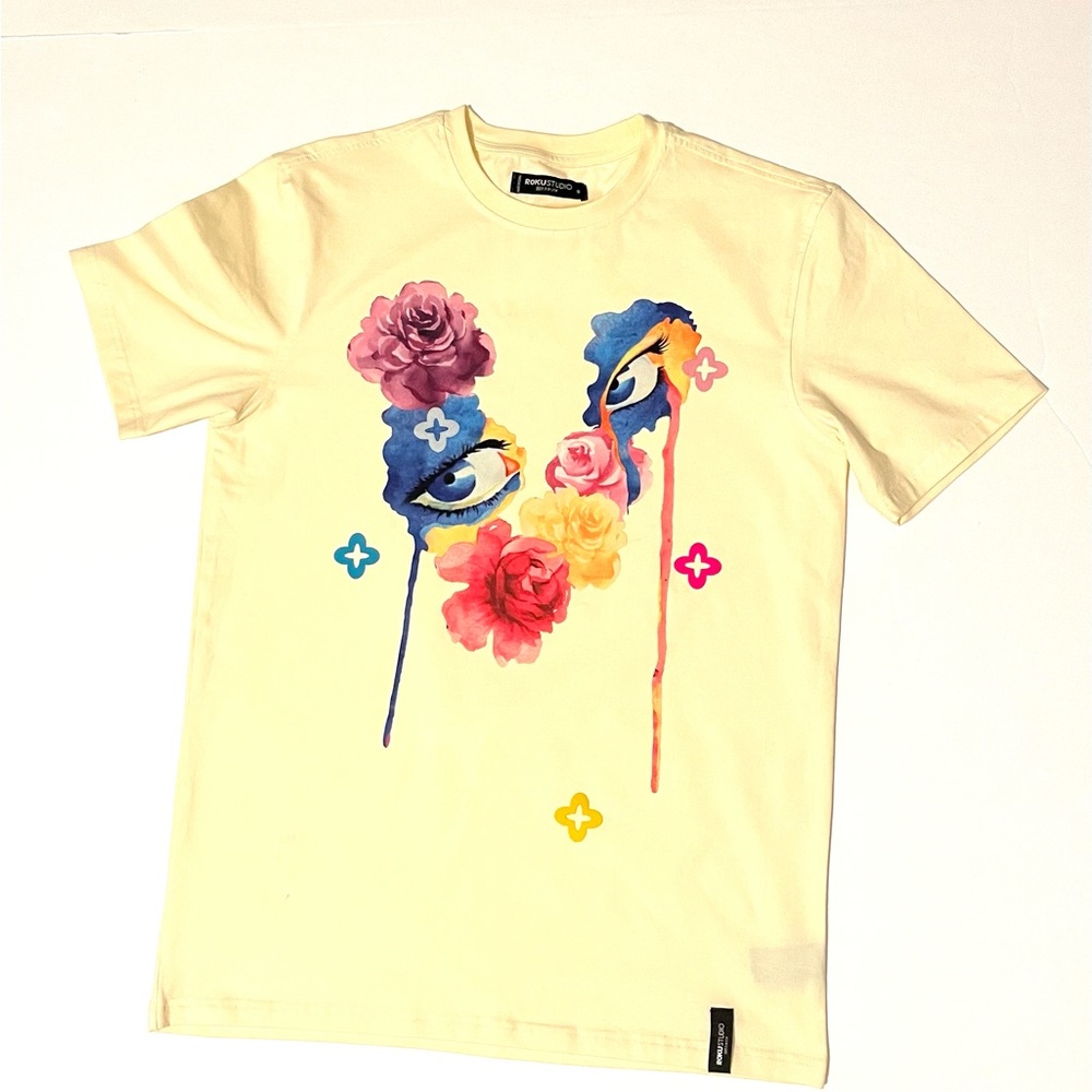 Men’s Roku Studio Flower Eyes T-Shirt Yellow Size S